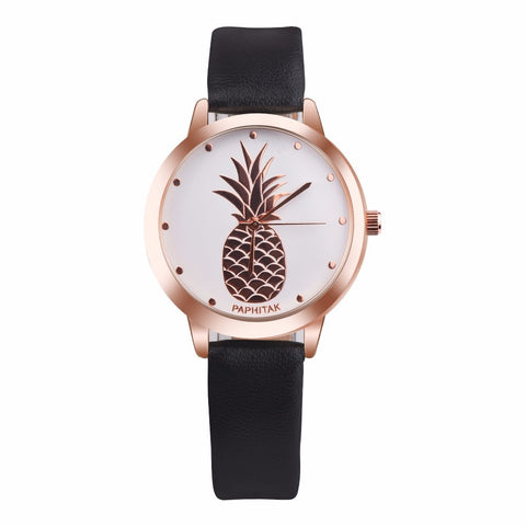 Pineapple Leather Band Quartz Wrist Watch