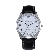 Stainless Steel Leather Band Wrist Watch