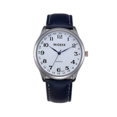 Stainless Steel Leather Band Wrist Watch