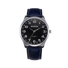 Stainless Steel Leather Band Wrist Watch