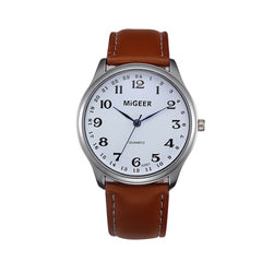 Stainless Steel Leather Band Wrist Watch