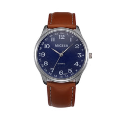 Stainless Steel Leather Band Wrist Watch